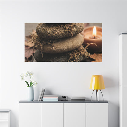 River Stones Canvas Art | Autumn Japandi Texture Art