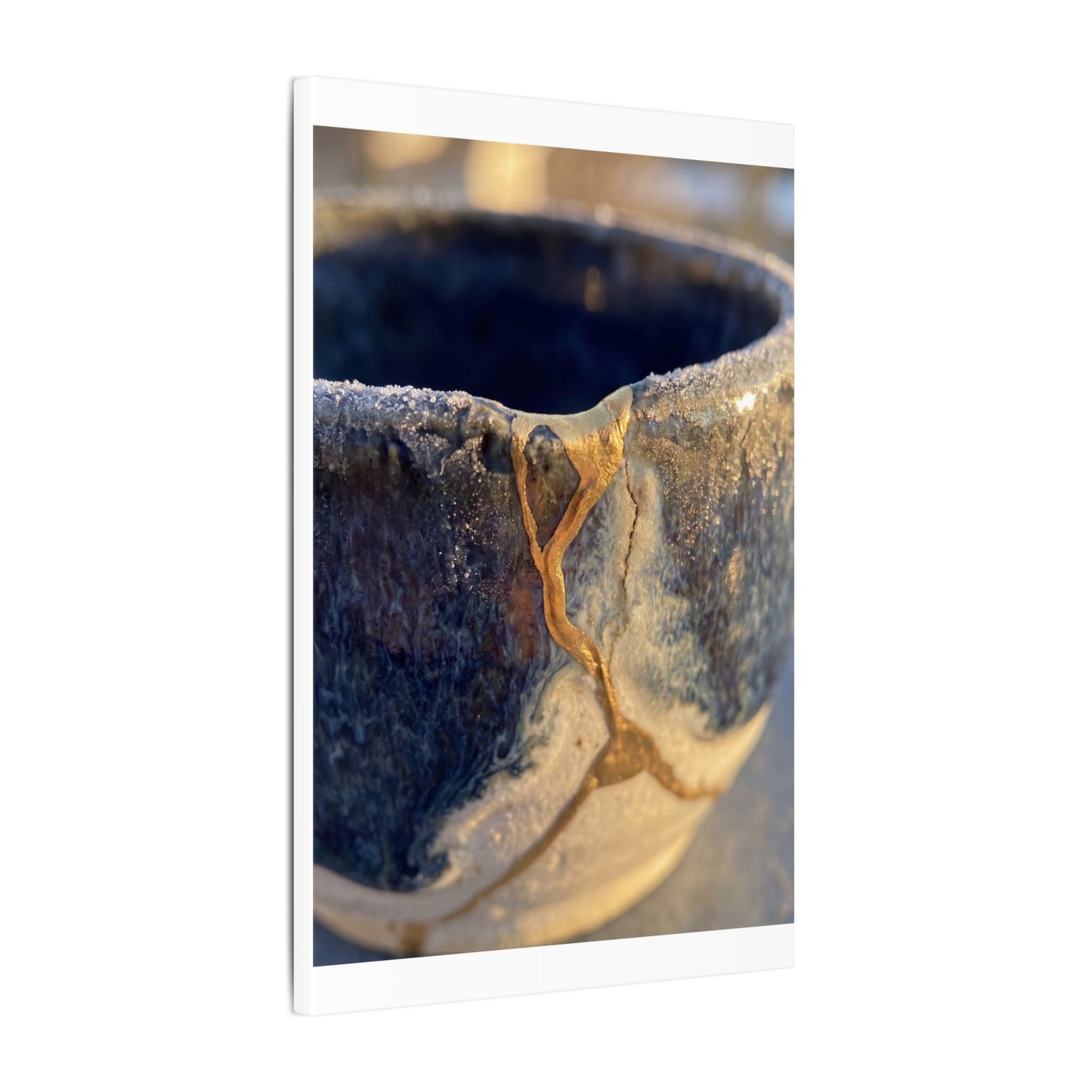 Winter Ceramic Bowl Gold Vein Canvas Art | Healing Decor