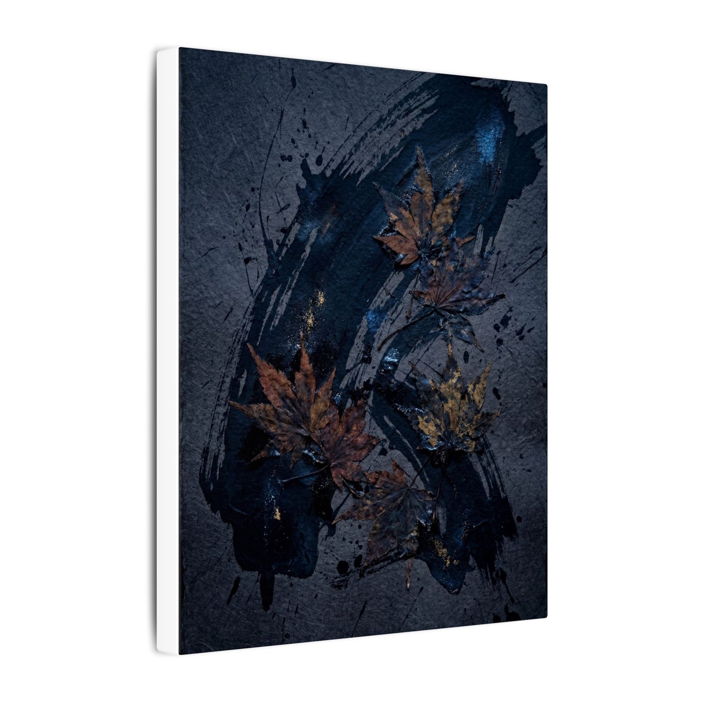 Sophisticated Ink Brushstroke Canvas Art - Dark Texture Dark Japandi
