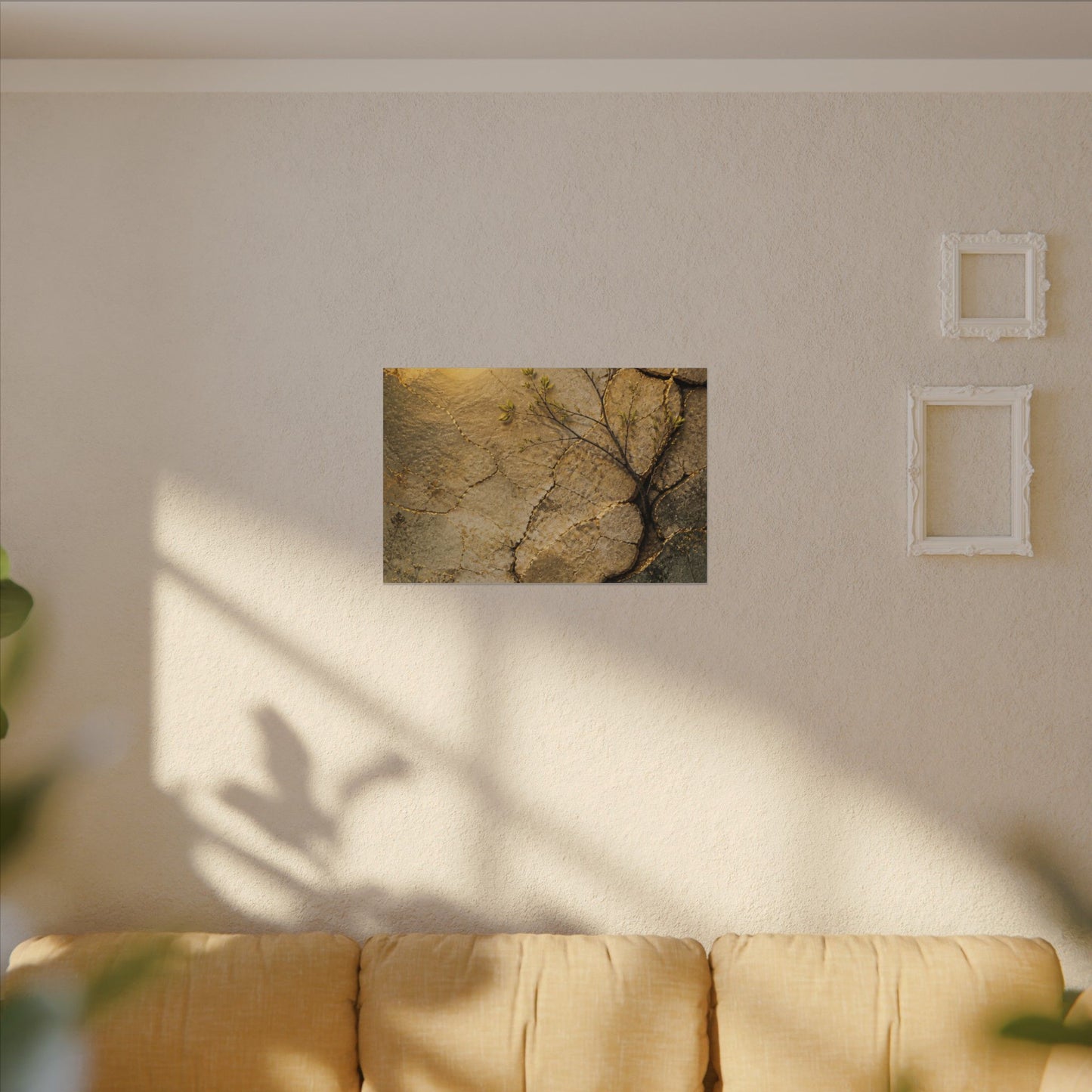 Cracked Earth Spring Canvas Art | Japandi Warm Design