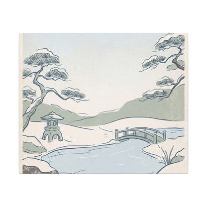 Japandi Moonlit Garden in Moonlight | Minimal Line Canvas Art