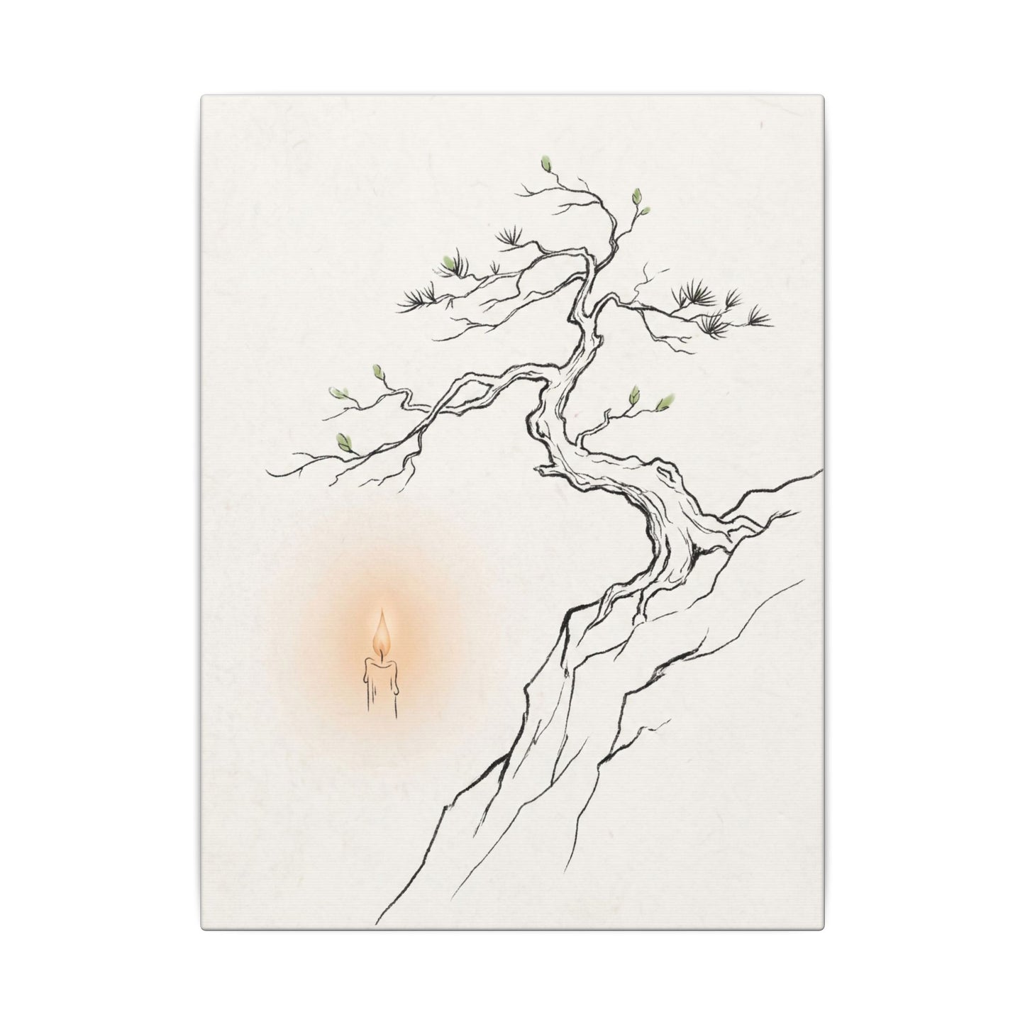 Candlelight Pine Tree Canvas Art - Japandi Shibui