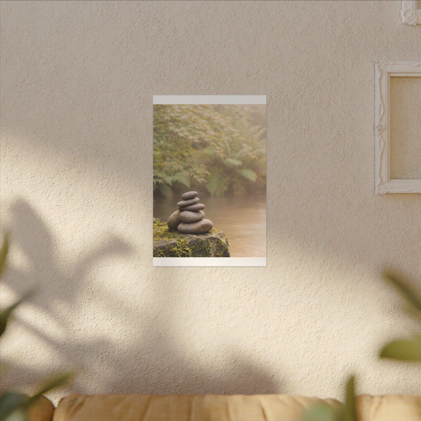 Cozy River Stones Canvas Art - Japanese Pattern Japandi