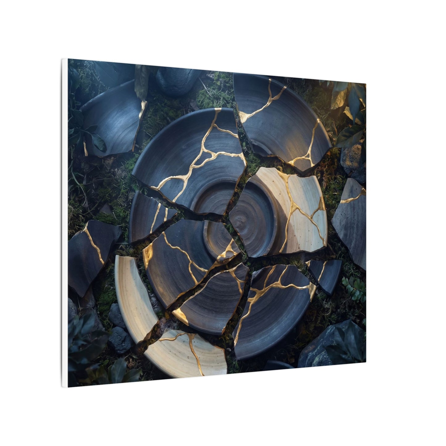 Resilient Broken Pottery Canvas Art - Gold Vein Kintsugi
