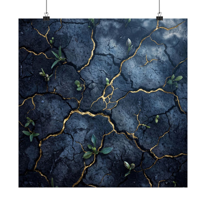 Shibui Cracked Earth Wall Art Print - Kintsugi Broken Beauty
