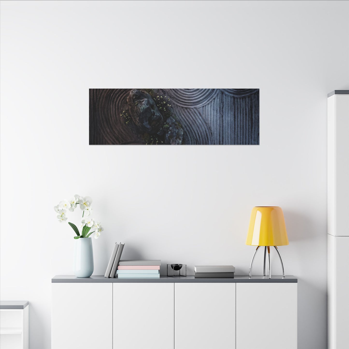 Spring Rock Garden Charcoal Ink Canvas Art | Bold Decor