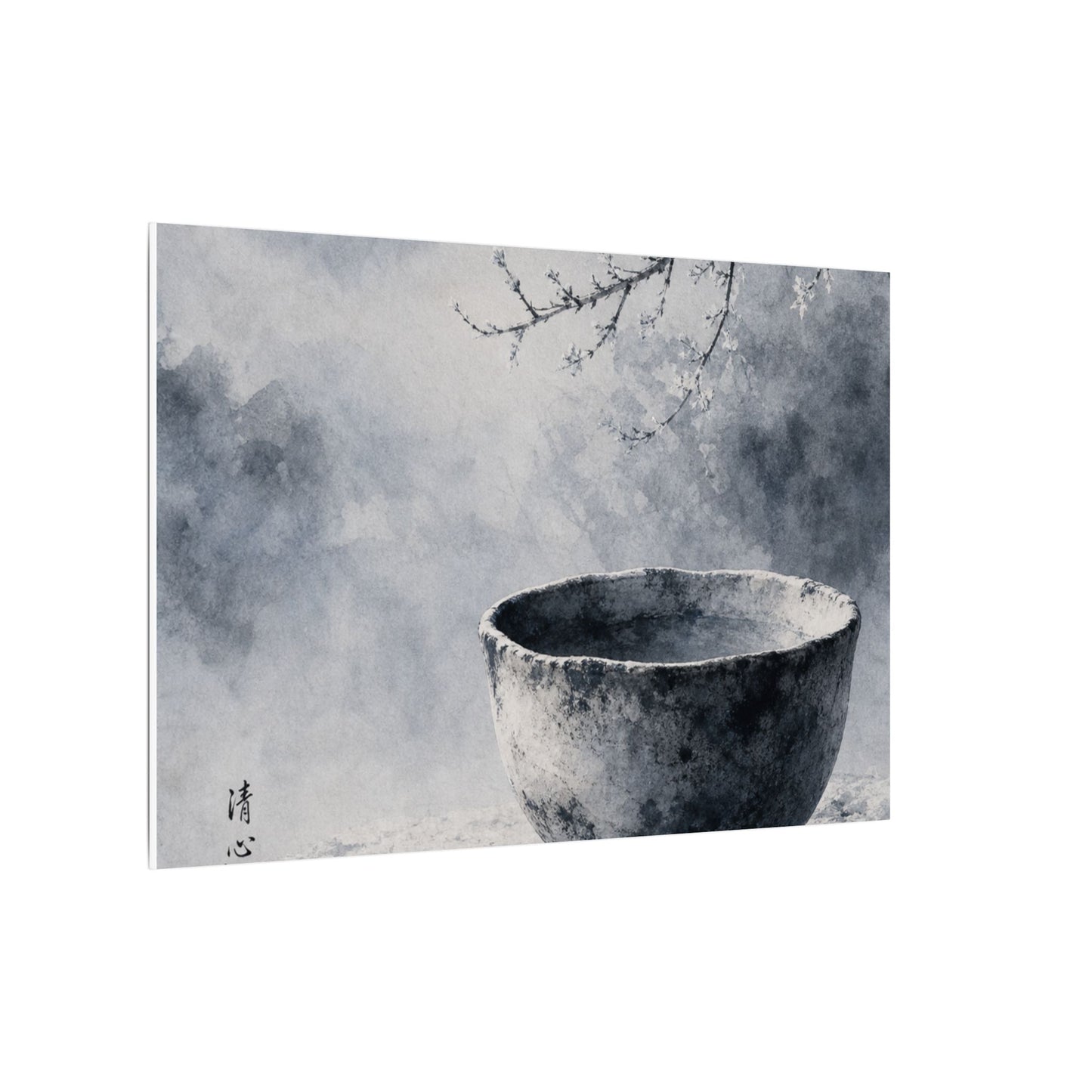 Seijaku Ceramic Bowl Canvas Art - Zen Sumi E
