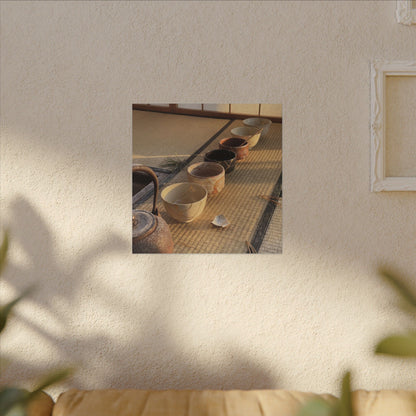 Kintsugi Tea Ceremony in Golden Hour | Gold Repair Canvas Art