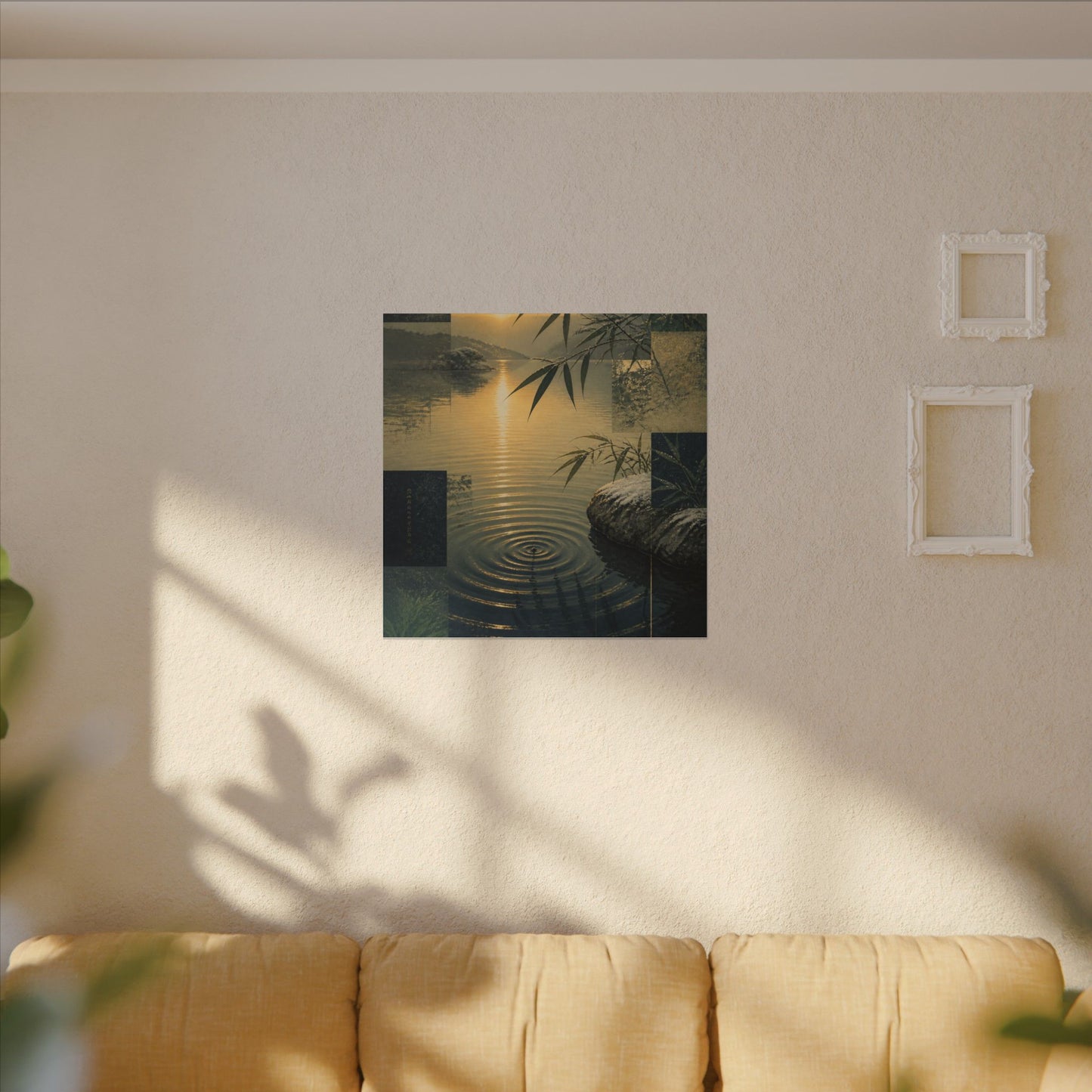 Zen Water Ripple in Golden Hour | Ukiyo E Inspired Canvas Art