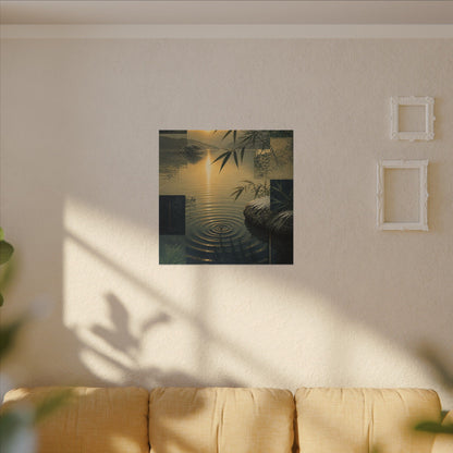 Zen Water Ripple in Golden Hour | Ukiyo E Inspired Canvas Art