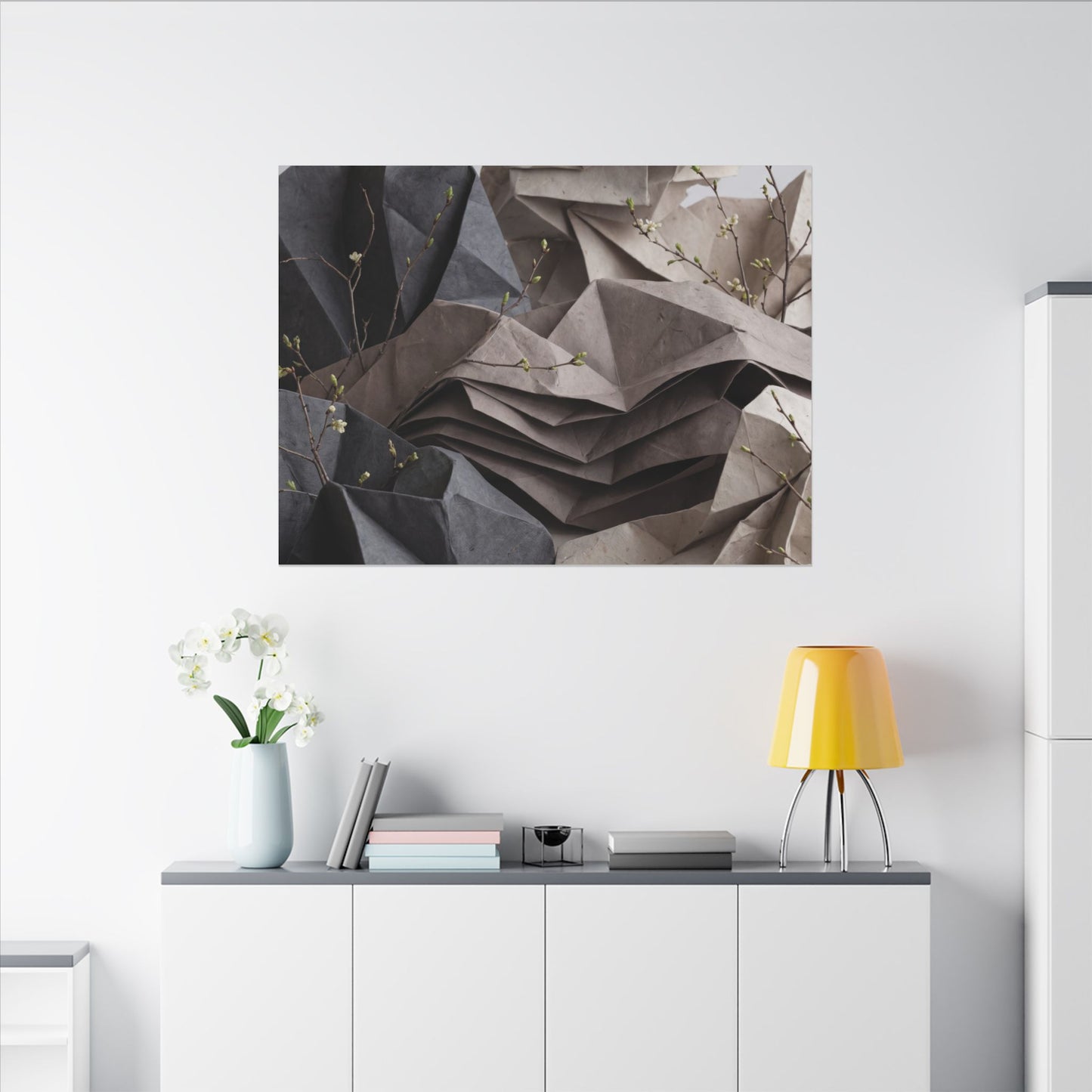 Neutral Paper Fold Canvas Art - Texture Japandi