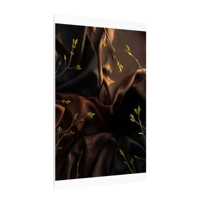 Dark Japandi Silk Drape in Golden Hour | Moody Minimal Canvas Art