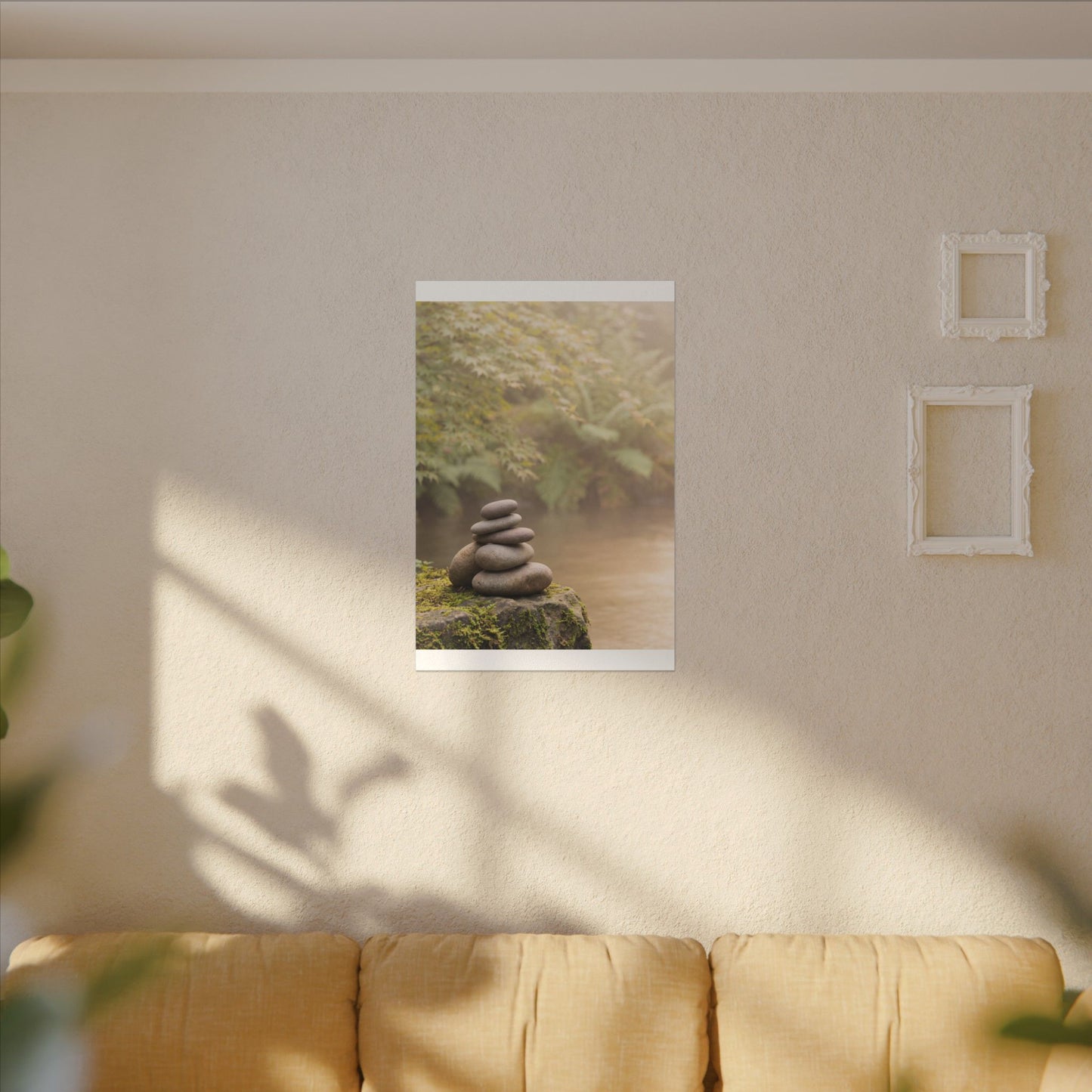 Cozy River Stones Canvas Art - Japanese Pattern Japandi