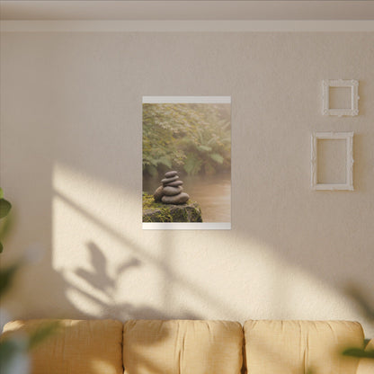 Cozy River Stones Canvas Art - Japanese Pattern Japandi