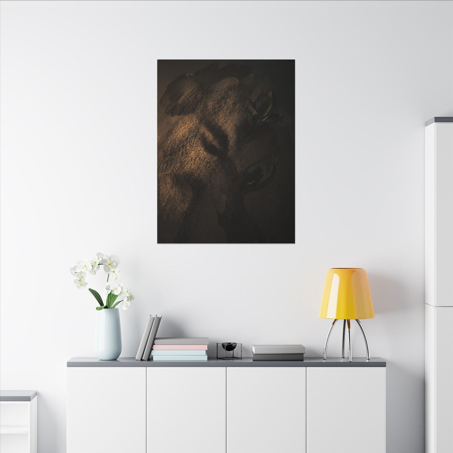 Candlelight Shadow Play Canvas Art - Dark Japandi Ma