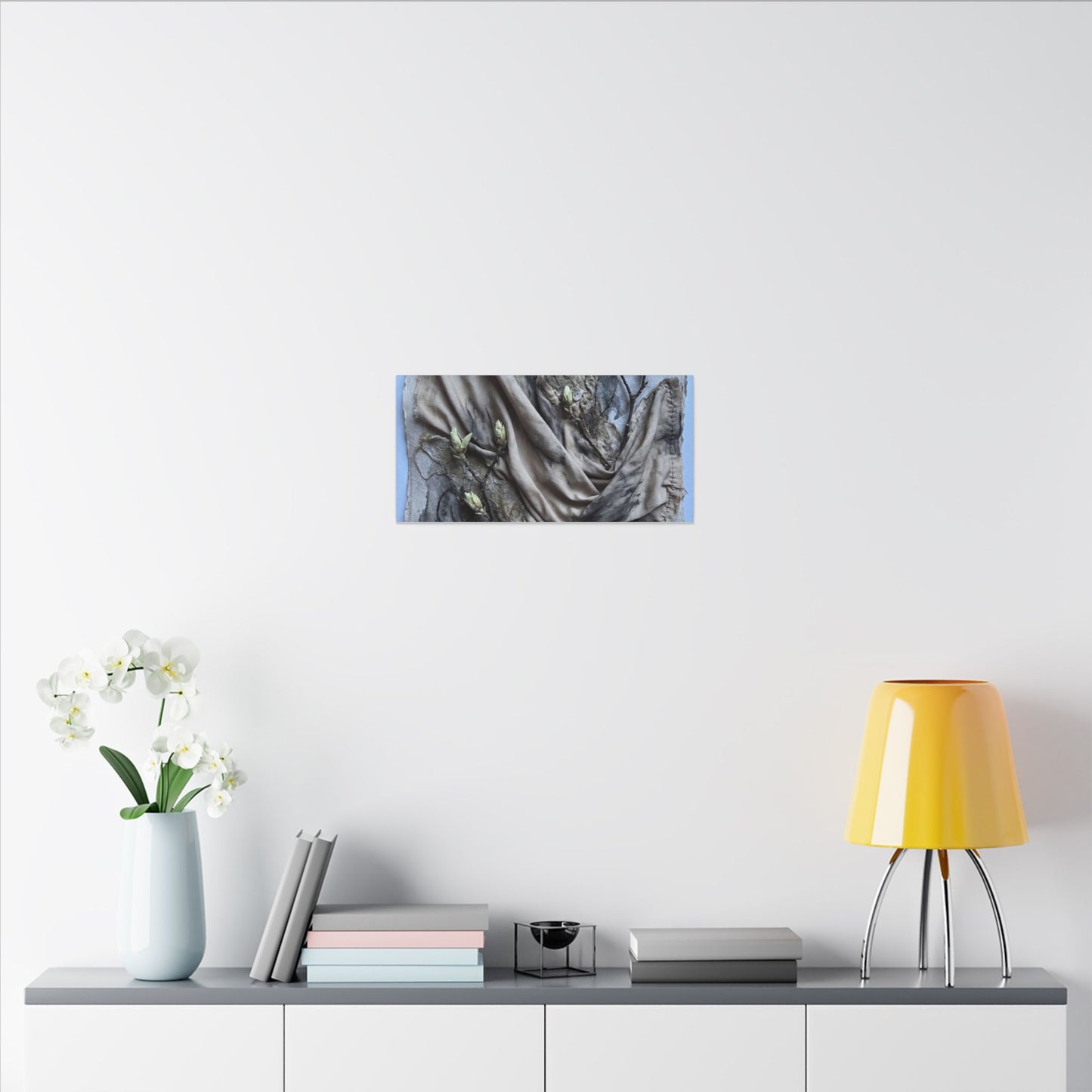 Japandi Silk Drape in Moonlight | Texture Canvas Art