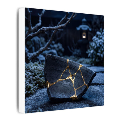 Moonlit Garden Winter Canvas Art | Kintsugi Artful Design