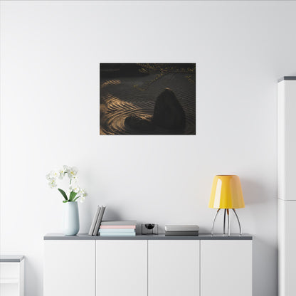 Ma Rock Garden Canvas Art - Dark Japandi Shadow Zen