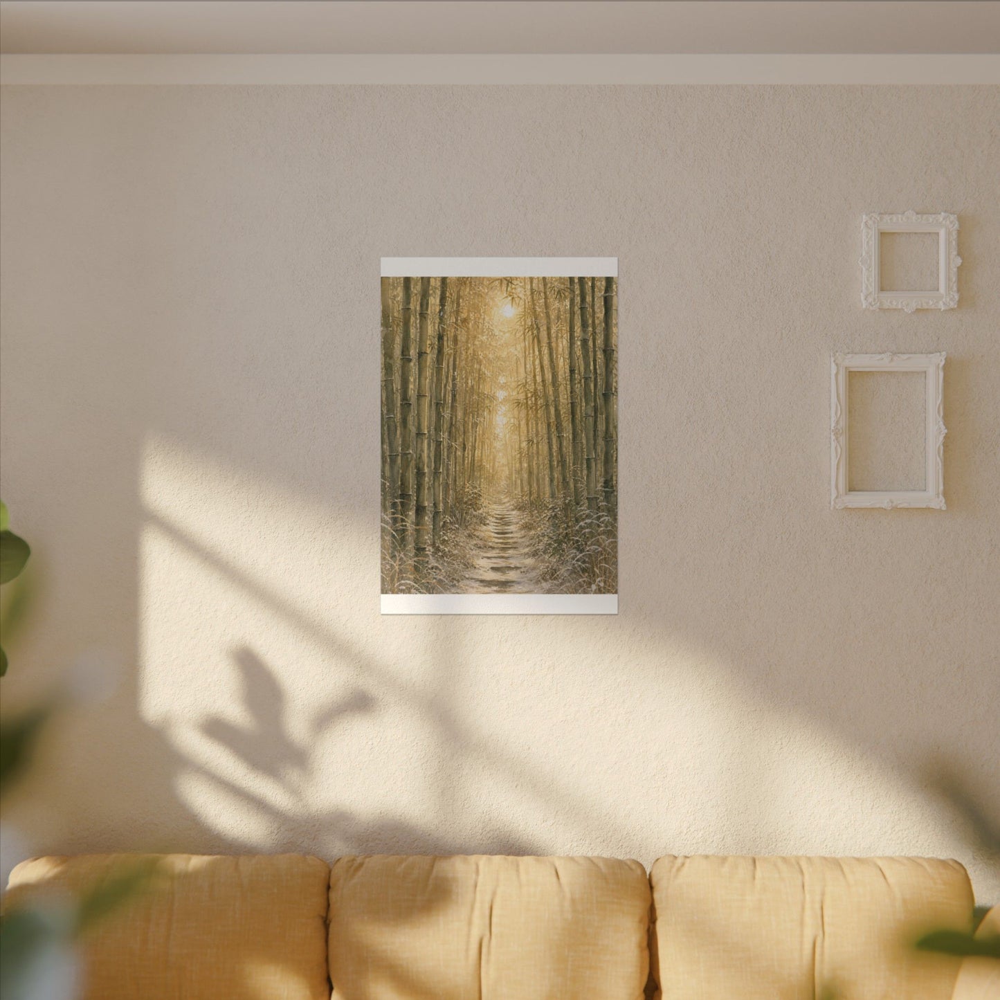 Bamboo Grove Winter Canvas Art | Japandi Elegant Design