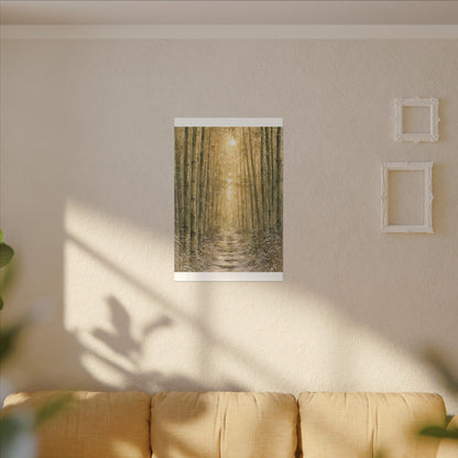 Bamboo Grove Winter Canvas Art | Japandi Elegant Design