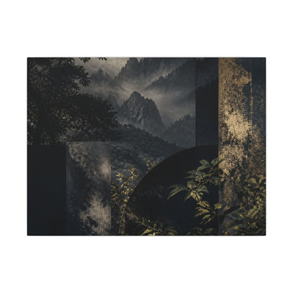 Mountain Mist Summer Canvas Art | Dark Japandi Atmospheric Design