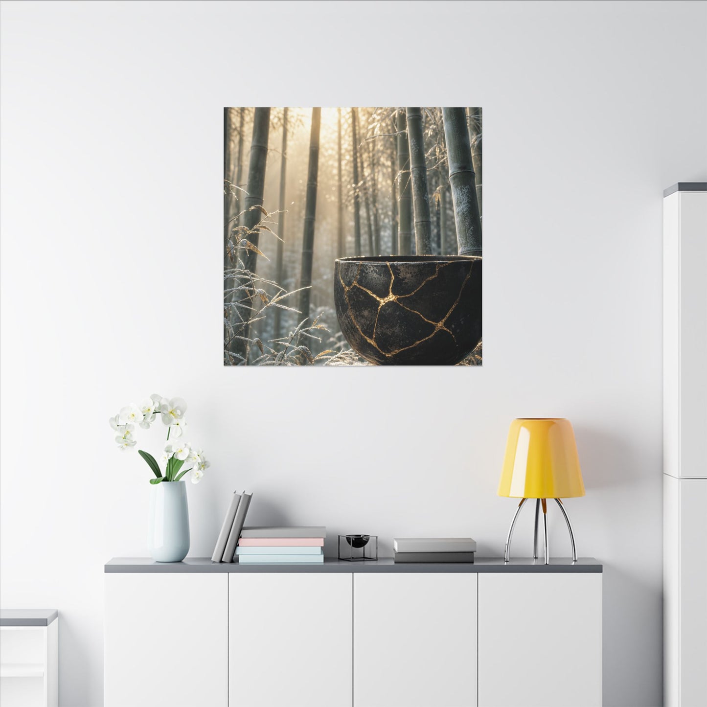 Fukinsei Bamboo Grove Canvas Art - Kintsugi Gold Repair