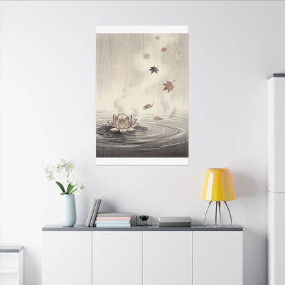 Lotus Flower Canvas Art | Autumn Zen Ukiyo E Inspired Art