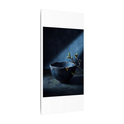 Ceramic Bowl Shadow Zen Canvas Art | Sophisticated Dark Japandi Art