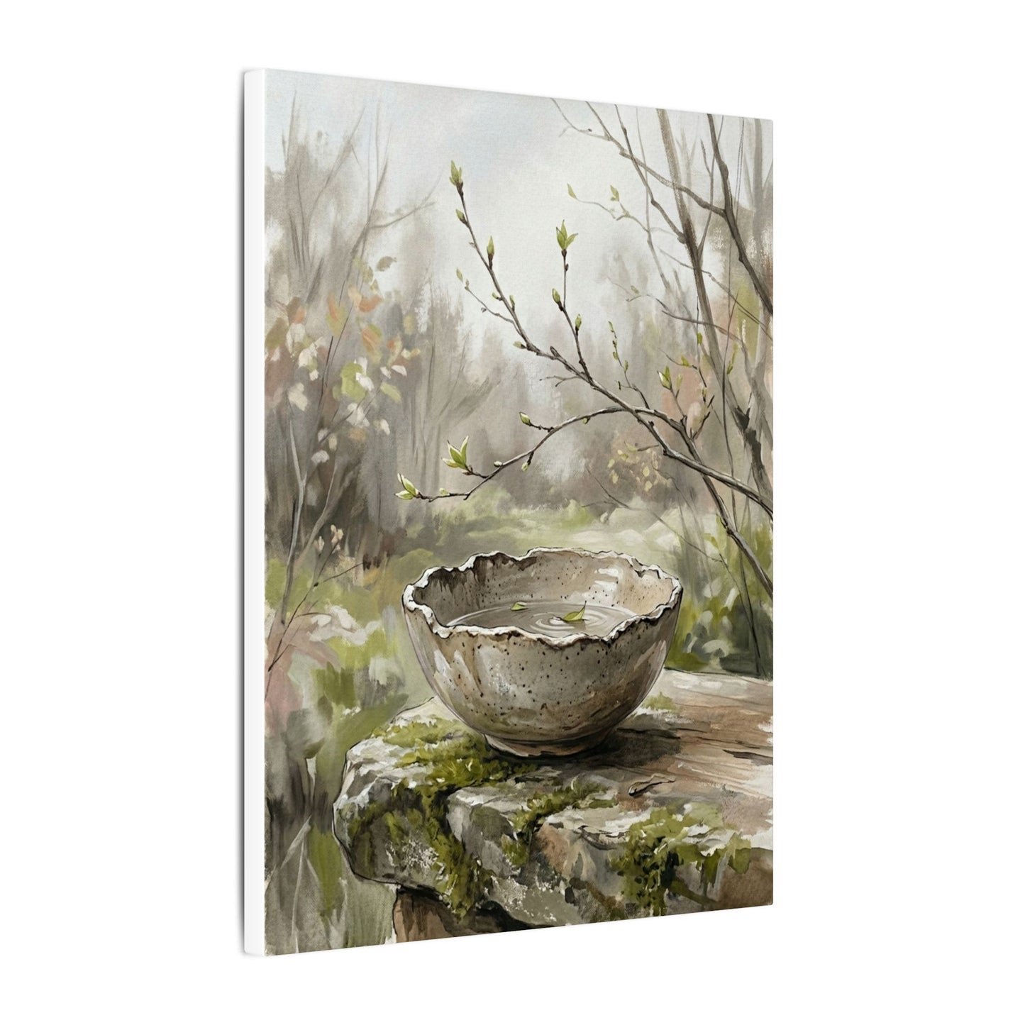 Japandi Ceramic Bowl in Overcast | Minimal Line Canvas Art