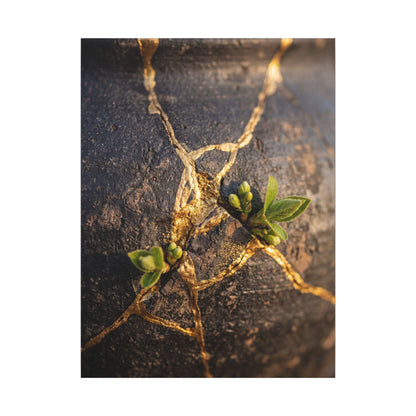 Rust Patina Gold Repair Canvas Art | Resilient Kintsugi Art