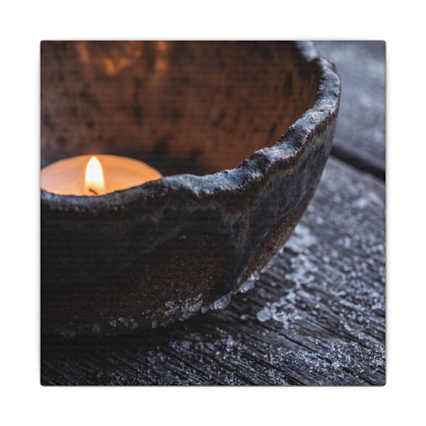 Atmospheric Ceramic Bowl Canvas Art - Moody Minimal Dark Japandi