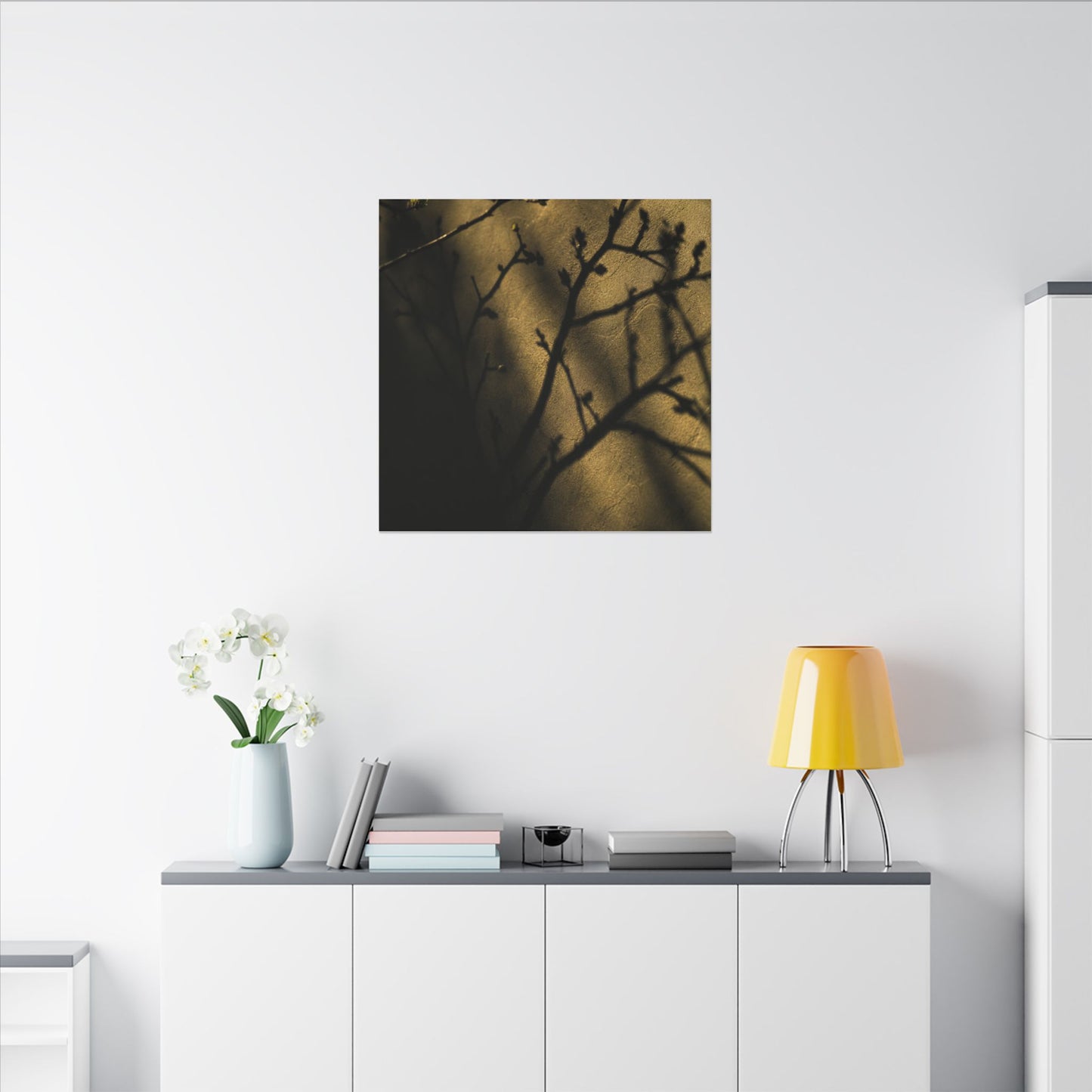 Golden Hour Shadow Play Canvas Art - Dark Japandi Seijaku