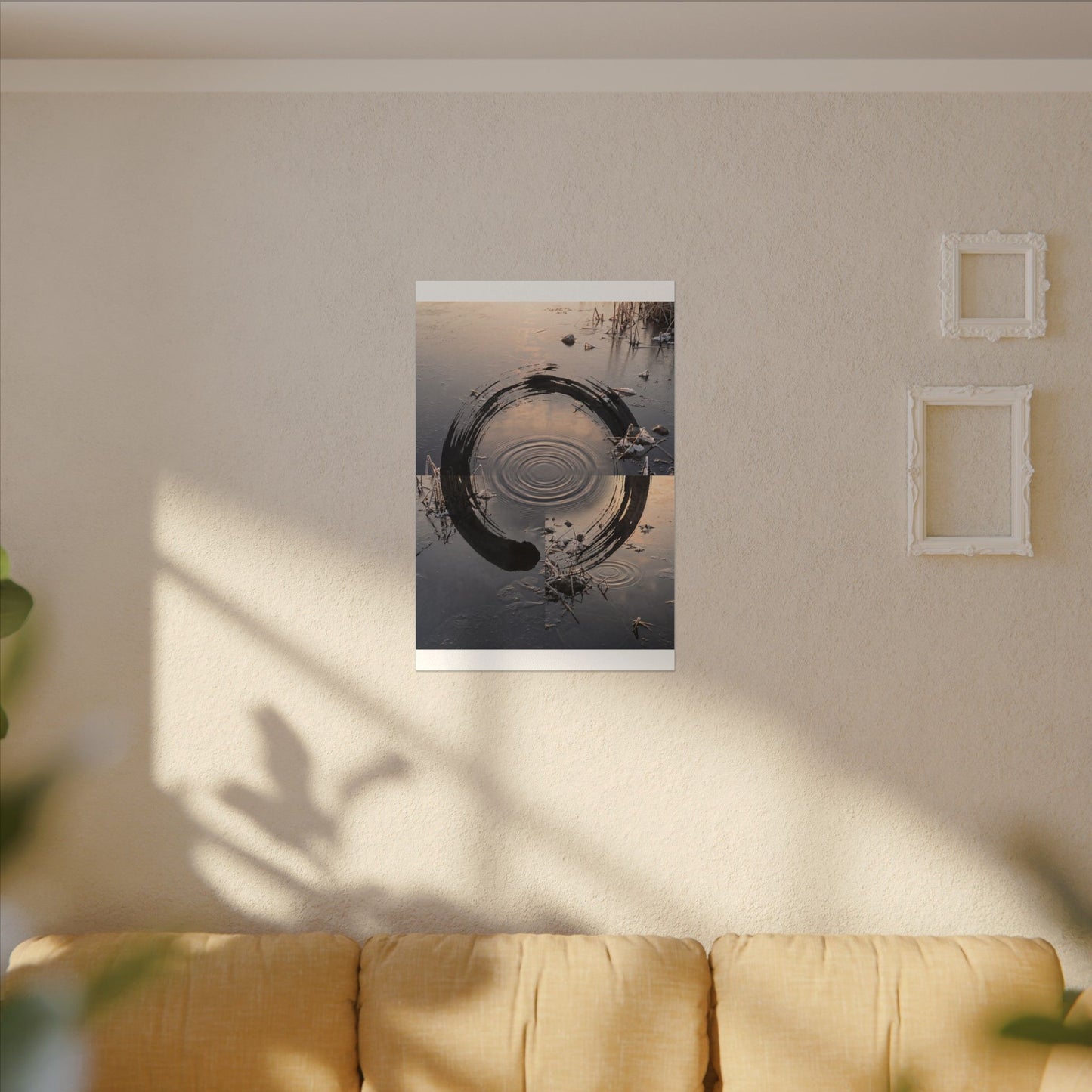 Winter Water Ripple Enso Canvas Art | Tranquil Decor