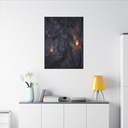 Incense Smoke Winter Canvas Art | Dark Japandi Sophisticated Design