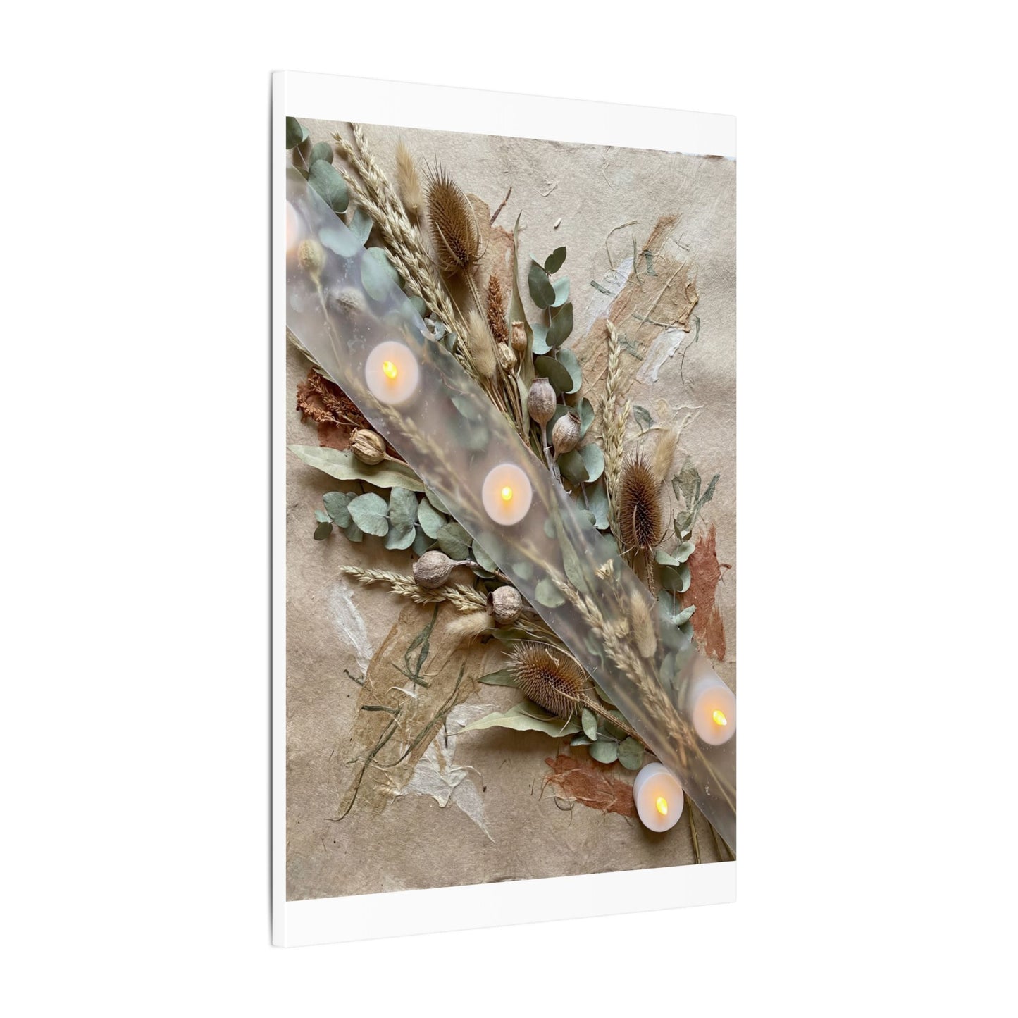 Candlelight Dried Flowers Canvas Art - Japandi Kanso