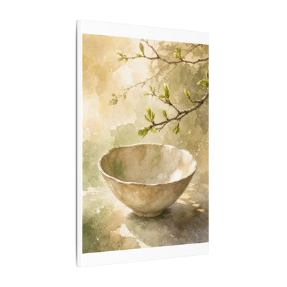 Warm Ceramic Bowl Canvas Art - Watercolor Japandi