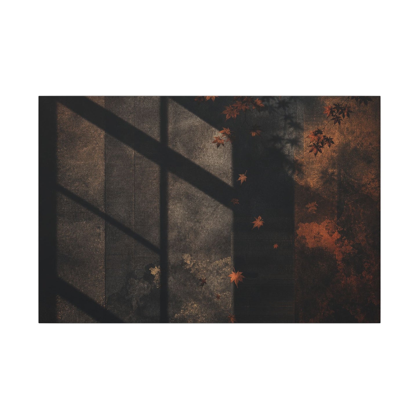 Sophisticated Shadow Play Canvas Art - Dark Texture Dark Japandi