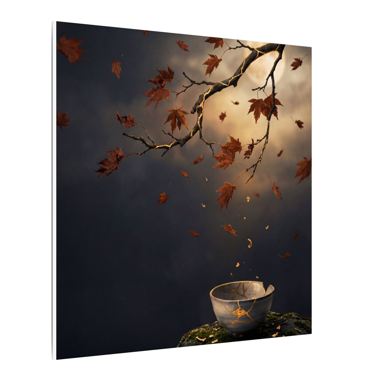Moonlit Garden Gold Repair Canvas Art | Beautiful Kintsugi Art