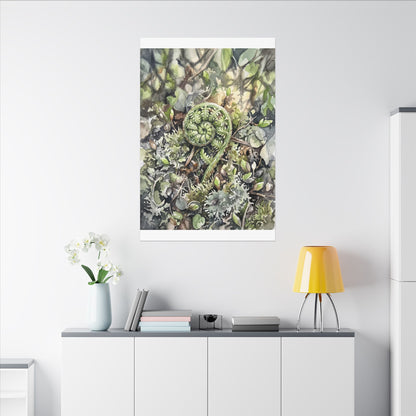Fern Unfurling Spring Canvas Art | Japandi Neutral Design