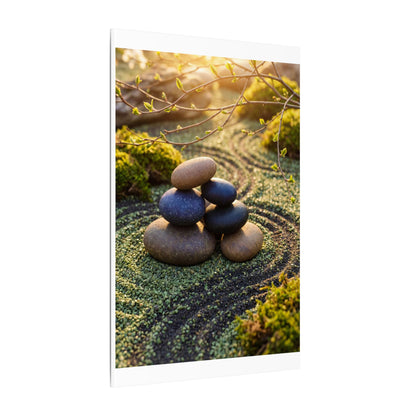 Zen River Stones in Golden Hour | Karesansui Canvas Art