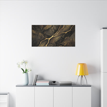Cracked Earth Charcoal Ink Canvas Art | Bold Dark Japandi Art