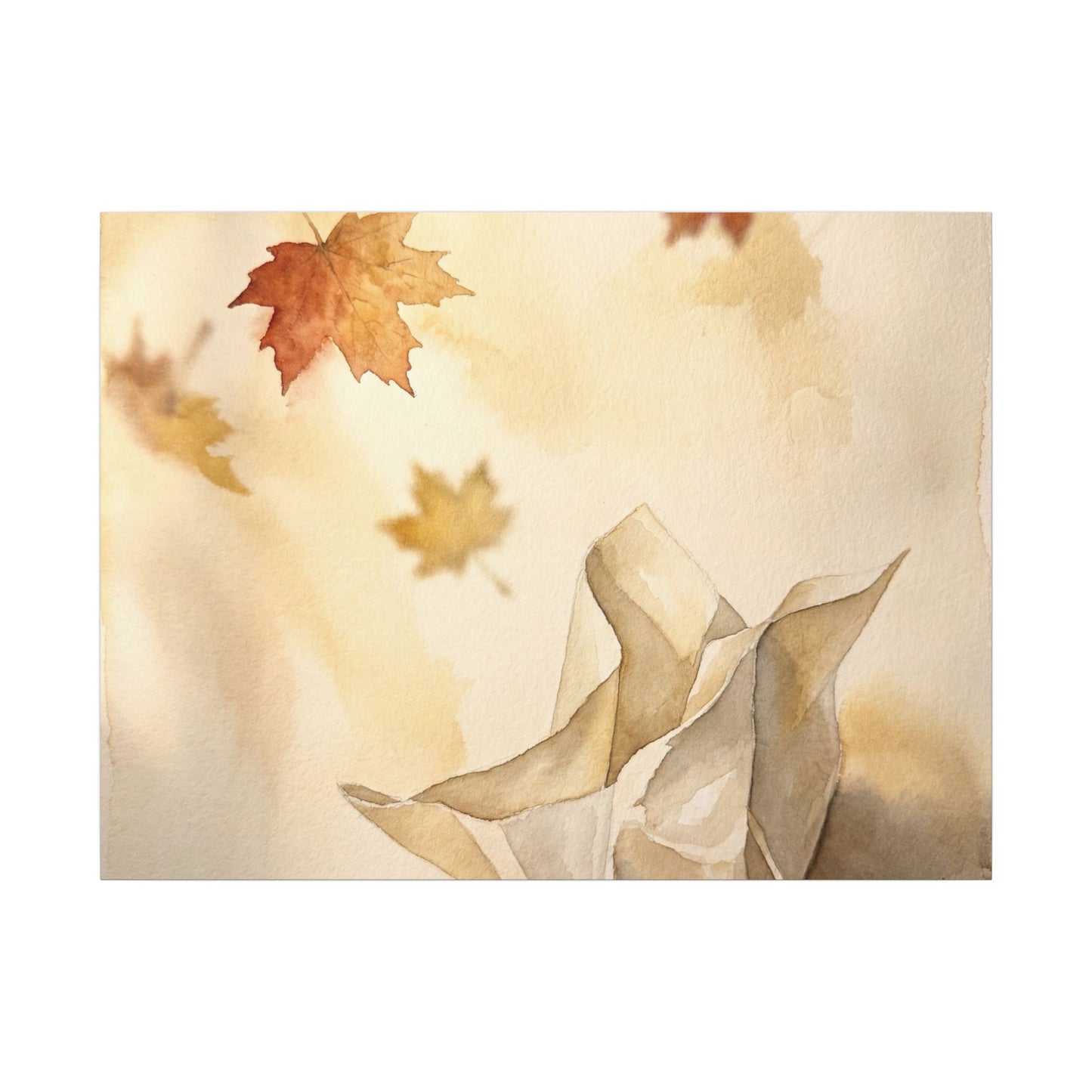 Japandi Paper Fold in Golden Hour | Watercolor Canvas Art Art Print