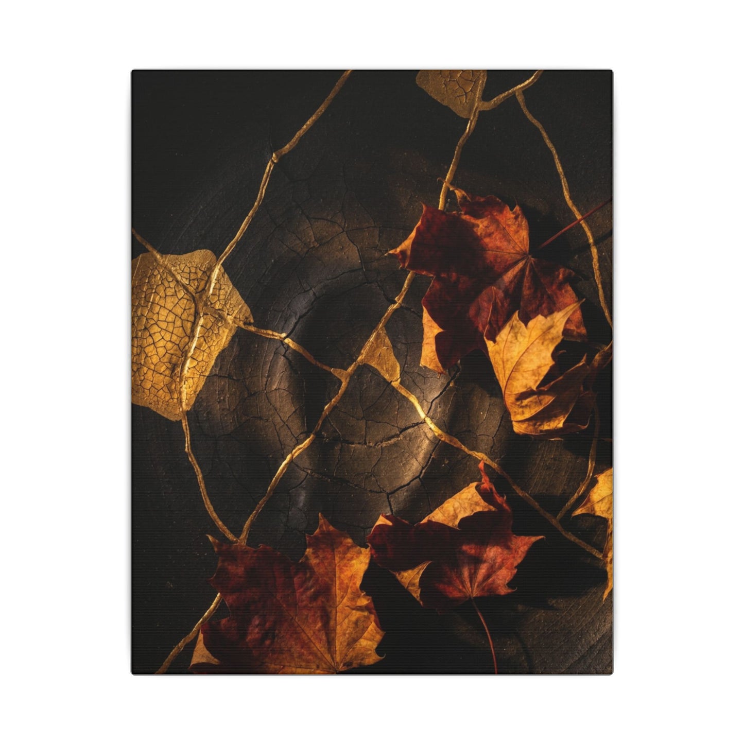 Resilient Shadow Play Canvas Art - Crackle Gold Kintsugi