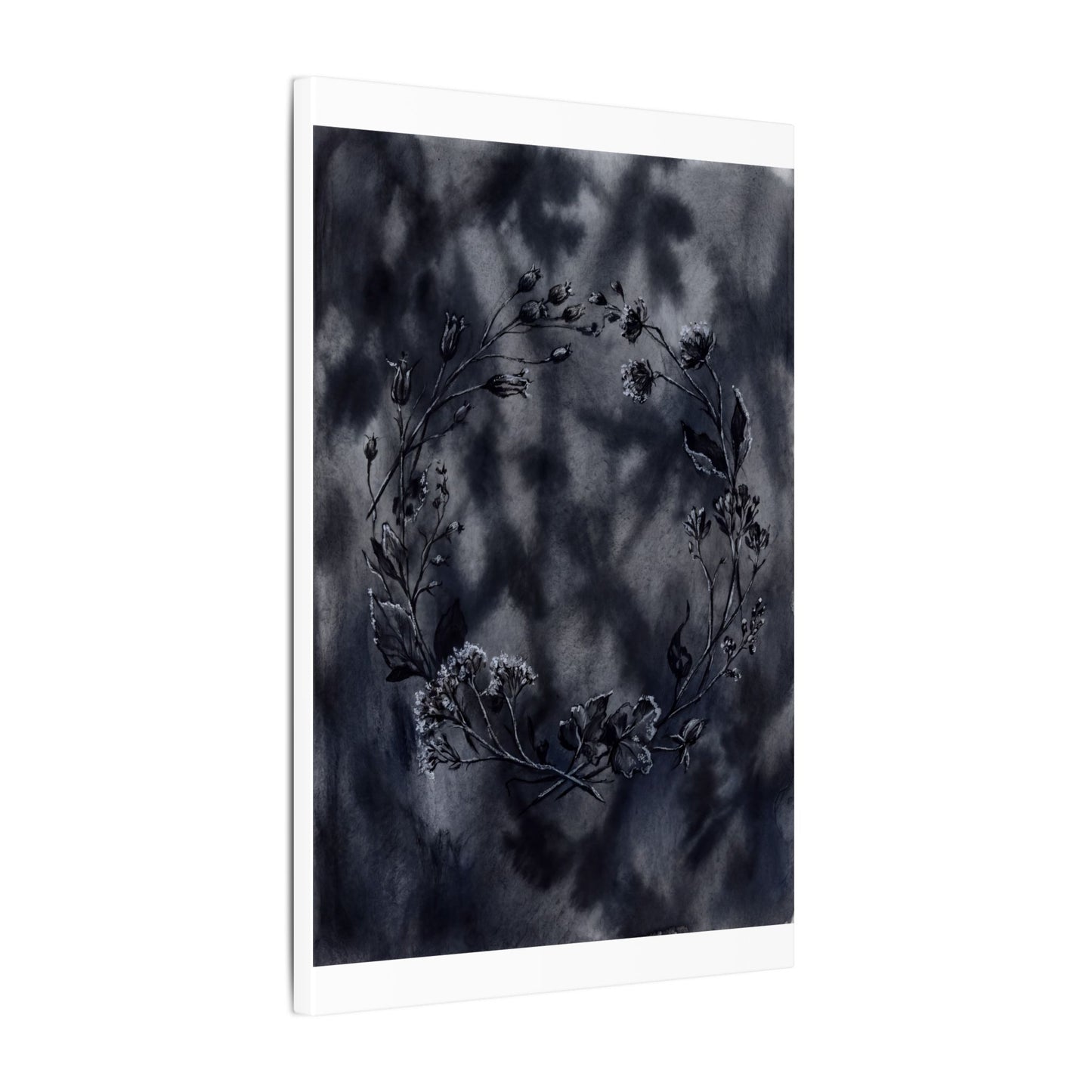 Dried Flowers Canvas Art | Winter Dark Japandi Shadow Zen Art