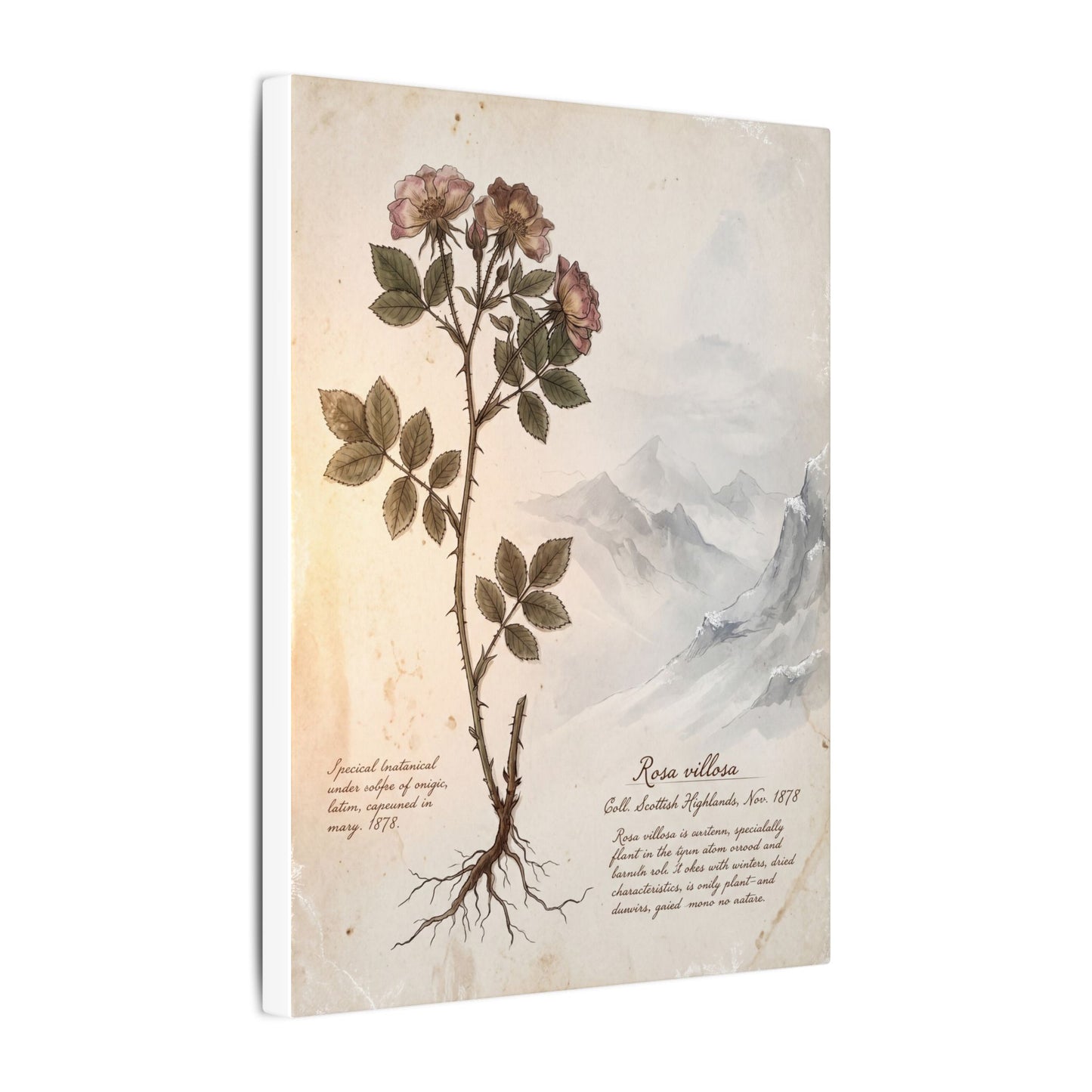 Winter Mountain Mist Herbarium Canvas Art | Earthy Decor