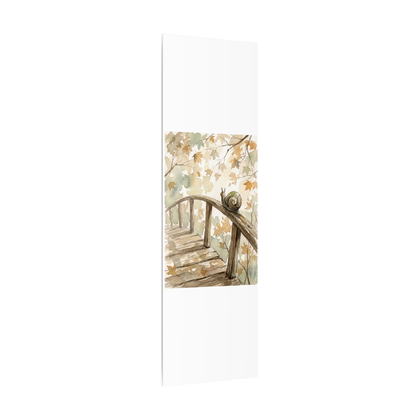 Wooden Bridge Canvas Art | Autumn Japandi Watercolor Art