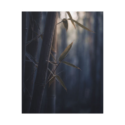 Dark Japandi Bamboo Grove in Dawn | Moody Minimal Canvas Art