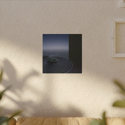 Ma Rock Garden Canvas Art - Dark Japandi Moody Minimal