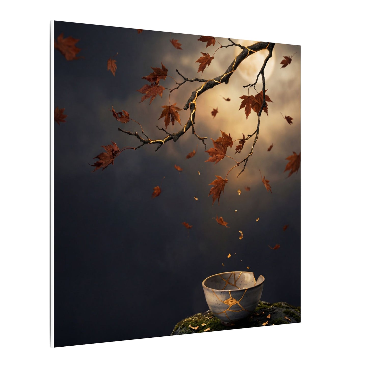Moonlit Garden Gold Repair Canvas Art | Beautiful Kintsugi Art
