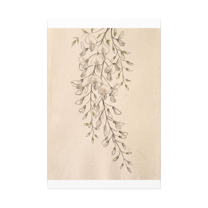 Japandi Wisteria in Golden Hour | Minimal Line Canvas Art